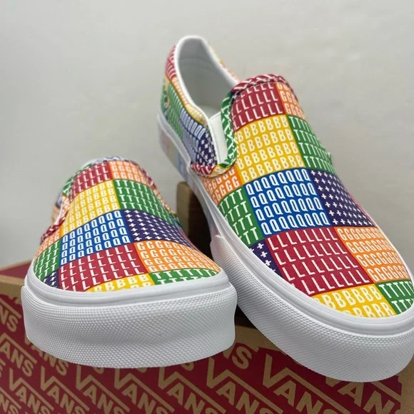 Vans Men’s Multicolor Classic Slip-On (Pride) Multi/True White Sneakers - Picture 12 of 16